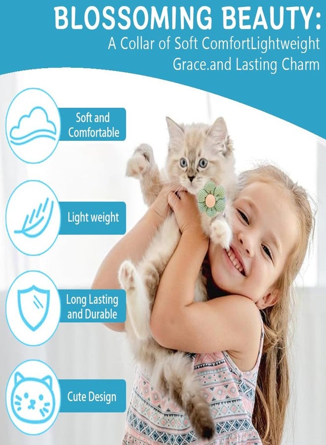 Qpets® 4Pcs Cat Collar Pet Collar Cute Flower with Bell, Adjustable Quick Release Cat Gift - Image 3